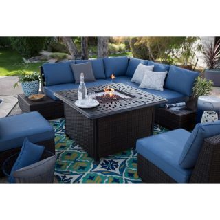 Belham Living Luciana Bay Wicker Sofa Sectional Set with Florentine Fire Pit   Fire Pit Patio Sets
