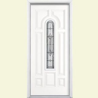 Masonite 36 in. x 80 in. Providence Center Arch Painted Smooth Fiberglass Prehung Front Door with Brickmold 27926