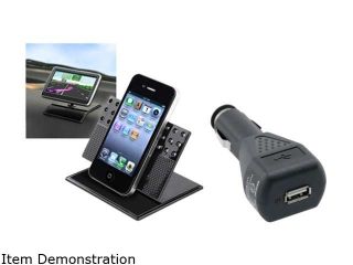 Insten Black Charger + Car Dashboard Holder Mount Compatible with Samsung Galaxy S4 SIV i9500 SIII S3