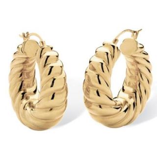 14k Gold Shrimp Style Hoop Earrings Nano Diamond Resin Filled