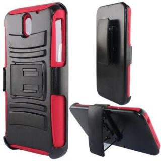 Insten For HTC Desire 610 (AT&T) Armor Cover Shell Case With Belt Clip Holster Stand Red