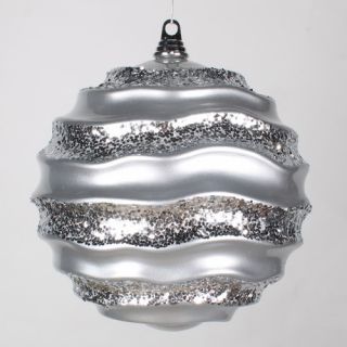 Vickerman Co. Classic Silver Glitter Wave Shatterproof Christmas Ball