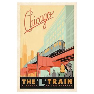 iCanvasArt 'The L Train   Chicago, Illinois' by Anderson Design Group Vintage Advertisment on Canvas