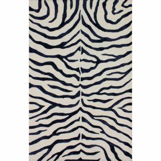 nuLOOM Handmade Zebra Navy Faux Silk / Wool Rug   14944097  