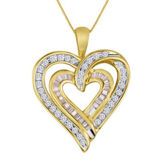 3/8 CTTW Double Heart Pendant In 10K Yellow Gold