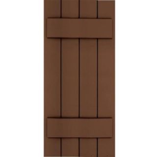 Winworks Wood Composite 15 in. x 33 in. Board & Batten Shutters Pair #635 Federal Brown 71533635