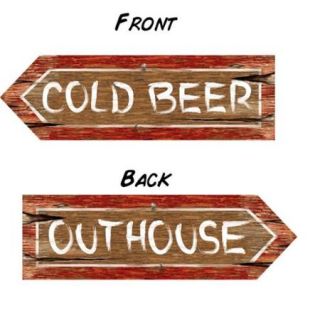 24 Redneck "Cold Beer" and "Outhouse" Double Sided Birthday Decoration Signs 20"