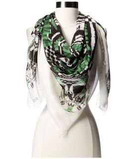 Alexander Mcqueen Feather Scarf Kelly Green White