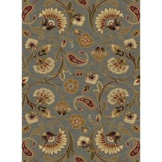 Tayse Rugs Impressions Blue 5 ft. 3 in. x 7 ft. 3 in. Transitional Area Rug 7777  Blue  5x8