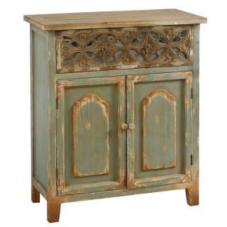 Hand Painted Distressed Green/Grey Finish Accent Chest