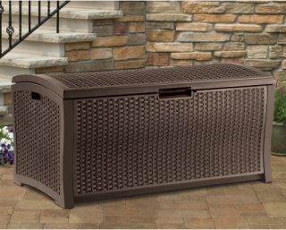 Suncast Resin 99 Gallon Deck Box   Mocha Brown   DBW9200   Outdoor Benches