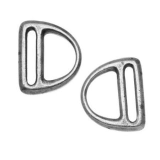 Antiqued Pewter Connector Link Slotted D Ring 19.5mm (2)