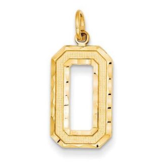 14k Yellow Gold Casted Large D/C Number 0 Charm Pendant