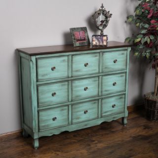 Christopher Knight Home Rainier Three Drawer Antique Teal Wood Cabinet