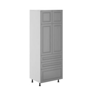 Fabritec 30x83.5x24.5 in. Buckingham 3 Drawer Pantry Cabinet in White Melamine and Door in Gray HD30843D.W.BUCKI