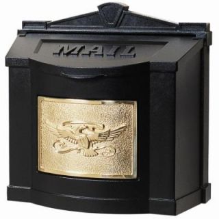 Gaines Manufacturing Eagle Accent Wall Mount Mailbox Black with Polished Brass WM 3
