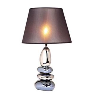 Elegant Designs 21.5 in. Stacked Chrome and Metallic Blue Stones Ceramic Table Lamp with Black Shade LT1039 BLU
