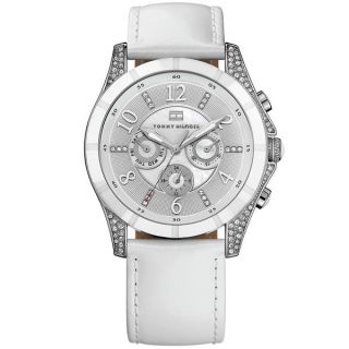 Tommy Hilfiger Moab Womens Grey Dial and White Leather Strap Watch