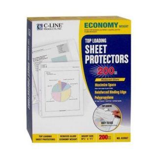 C line Polypropylene Top Loading Sheet Protector   Letter 8.50" X 11"   3 X Holes   Polypropylene   200 / Box   Clear (CLI62067)