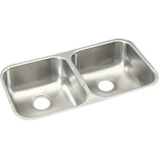 Elkay EGUH3118DBG Gourmet Elumina Stainless Steel Double Bowl Undermount Sink Kit