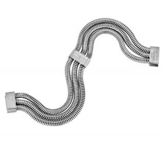Stainless Steel Multi Snake Bracelet with Crystal Accent —