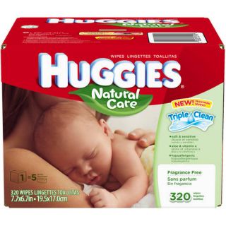 Huggies   Natural Care Fragrance Free Hypoallergenic Baby Wipes Refill Box, 320 count