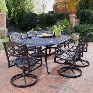 Home Styles Biscayne Black Swivel Patio Dining Set   Seats 6   Patio Dining Sets