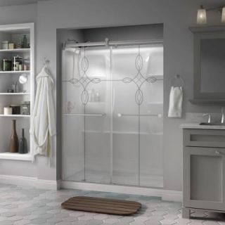Delta Crestfield 60 in. x 71 in. Semi Framed Contemporary Style Sliding Shower Door in Nickel with Tranquility Glass 2439253