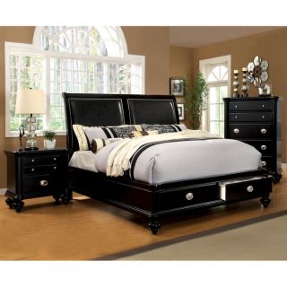 Furniture of America Modern 2 Piece Platform Bed with Nightstand Set