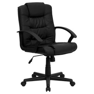 Mid Back Black Leather Swivel Task Chair