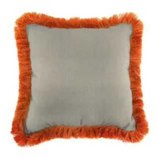 Jordan Manufacturing Sunbrella Spectrum Dove Square Outdoor Throw Pillow with Tuscan Fringe DP980P1 2124F27