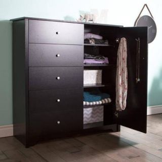 South Shore Vito Door Chest with 5 Drawers, Black