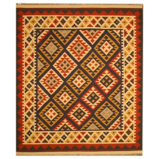 Ecarpetgallery Hereke Kilim Dark Brown Wool Geometric Kilim Rug (57 x