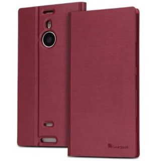 Nokia Lumia 1520 Wallet Case   GreatShield [SHIFT LX] Slim Leather Flip Cover with Stand Function (Burgundy Red)