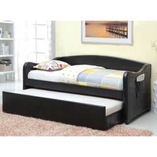 Furniture of America Vispia Modern Faux Leather Daybed with Trundle