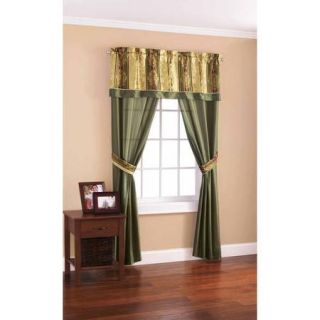 Mainstays Green and Gold 5 Piece Window Panel Set