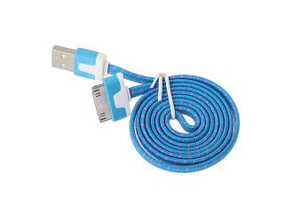 1M/3FT Noodle Flat Braided Fabric USB Data Transmission Sync Charger Cable For iPhone 4 4S Hot Pink Color