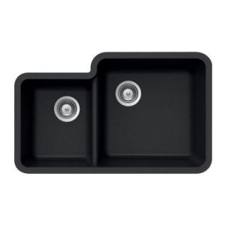 HOUZER Solido Series Undermount Granite 33x20.75x9 0 hole Double Bowl Kitchen Sink in Onyx DISCONTINUED SOLIDO N 175 ONYX