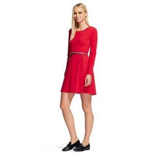Womens Long Sleeve A Line Dress Red   Leyden