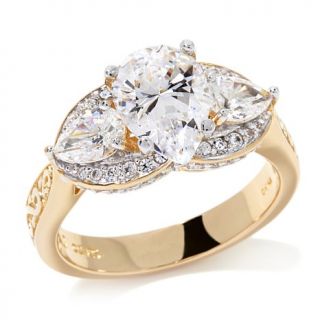 3.32ct Absolute™ Pear Shaped Pavé 3 Stone Ring   7769240