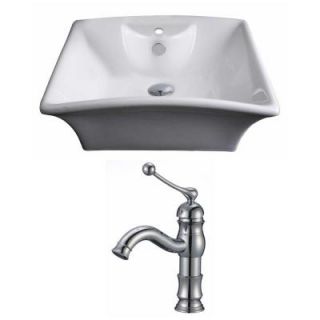 American Imaginations Rectangle Vessel Sink Set in White with Single Hole cUPC Faucet AI 14929