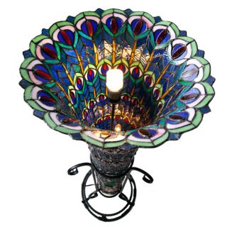 River of Goods Stained Glass Feathered Peacock 43 Floor Lamp