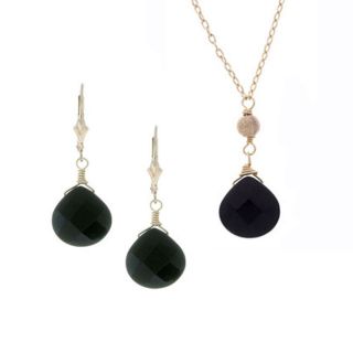 Charming Life 14k Goldfill Black Onyx Necklace and Earring Set