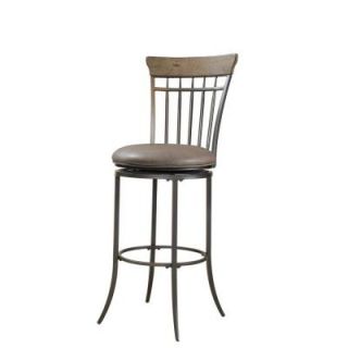 Charleston 30 in. Swivel Vertical Spindle Back Bar Stool with Putty Faux Leather Seat in Desert Tan 4670 831