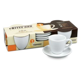 Konitz Coffee Bar Espresso 2 oz White Cups/ Saucers (Set of 4
