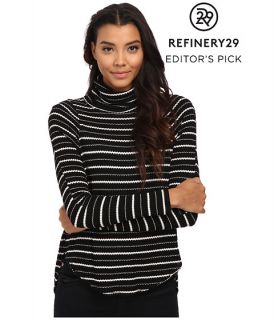 Free People Drippy Striped Thermal Pullover Black/Ivory