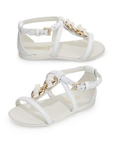 Gucci Leather Marina Chain Sandal, White