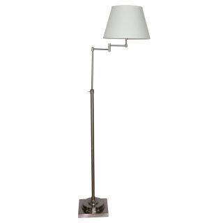 allen + roth Hillam 64 in Brushed Nickel Shaded Indoor Floor Lamp with Fabric Shade