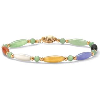 PalmBeach Multicolor Jade 14k Yellow Gold Beaded and Barrel Shapes