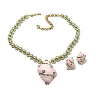 Heidi Daus "Fashion Conch ous" Beaded Necklace and Enamel Earrings Set   8081771